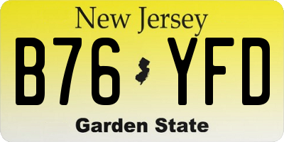 NJ license plate B76YFD