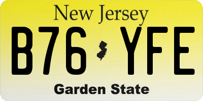 NJ license plate B76YFE