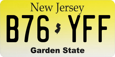 NJ license plate B76YFF