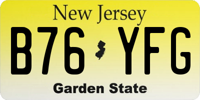 NJ license plate B76YFG