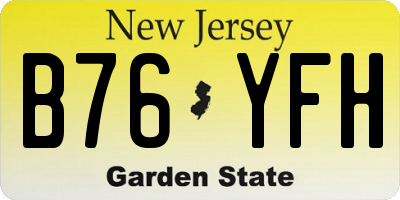 NJ license plate B76YFH