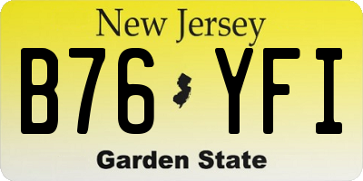 NJ license plate B76YFI