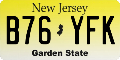 NJ license plate B76YFK