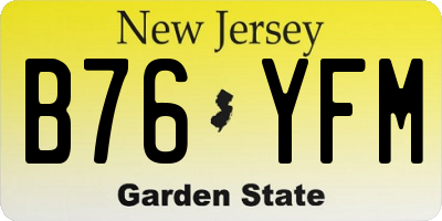 NJ license plate B76YFM