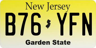 NJ license plate B76YFN