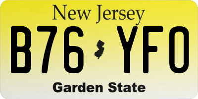 NJ license plate B76YFO