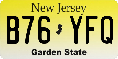 NJ license plate B76YFQ