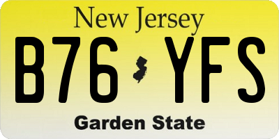 NJ license plate B76YFS
