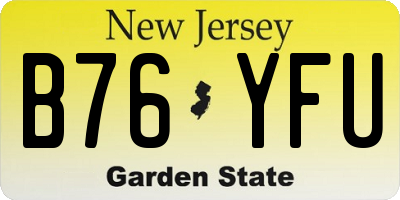 NJ license plate B76YFU