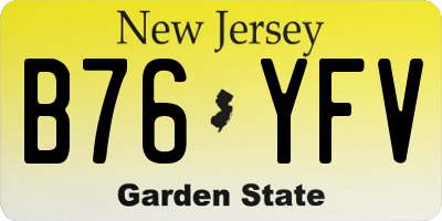 NJ license plate B76YFV