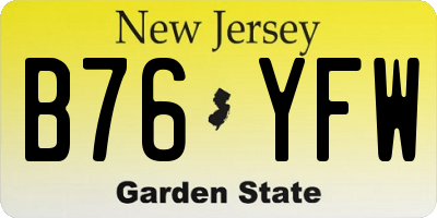 NJ license plate B76YFW