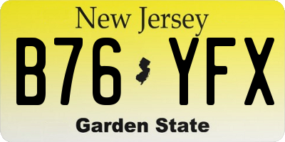 NJ license plate B76YFX
