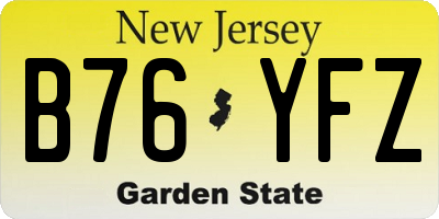NJ license plate B76YFZ