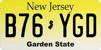NJ license plate B76YGD