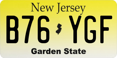 NJ license plate B76YGF