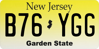 NJ license plate B76YGG