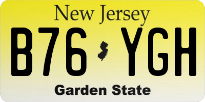 NJ license plate B76YGH
