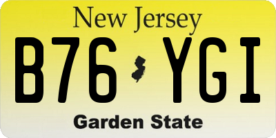 NJ license plate B76YGI