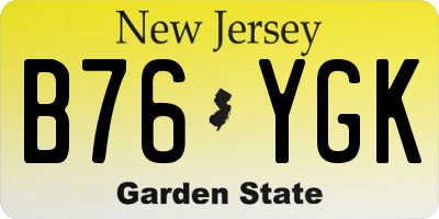 NJ license plate B76YGK