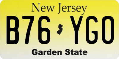 NJ license plate B76YGO