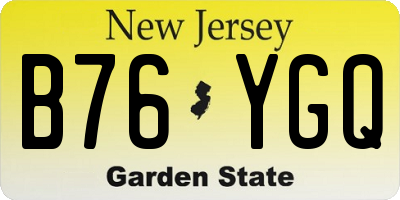 NJ license plate B76YGQ