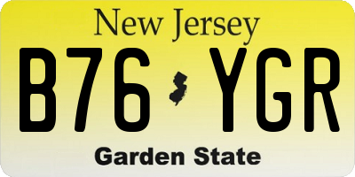NJ license plate B76YGR