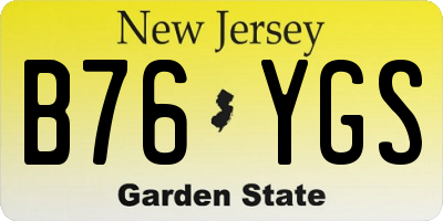NJ license plate B76YGS