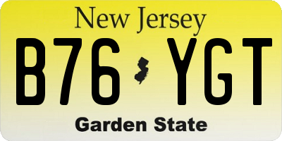 NJ license plate B76YGT