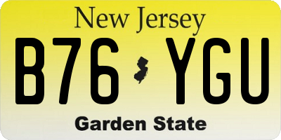 NJ license plate B76YGU