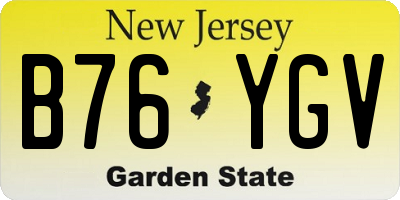 NJ license plate B76YGV