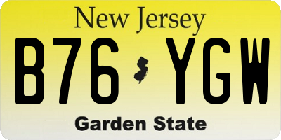 NJ license plate B76YGW