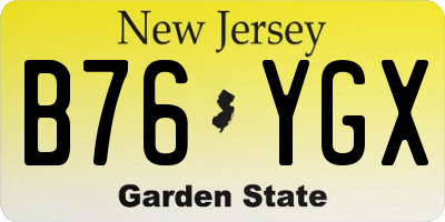 NJ license plate B76YGX