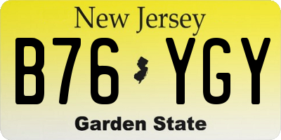 NJ license plate B76YGY
