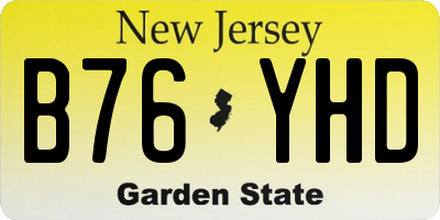 NJ license plate B76YHD