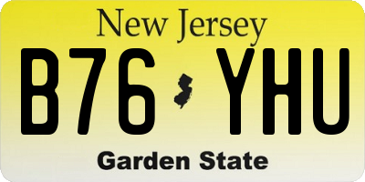 NJ license plate B76YHU