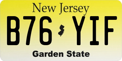 NJ license plate B76YIF