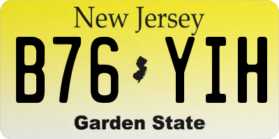 NJ license plate B76YIH