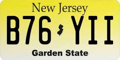 NJ license plate B76YII
