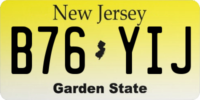 NJ license plate B76YIJ