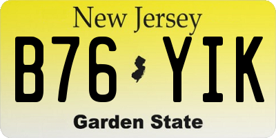 NJ license plate B76YIK