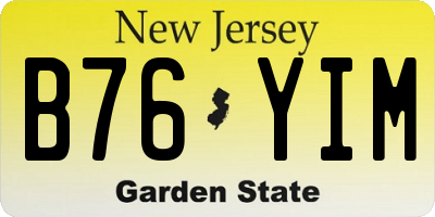 NJ license plate B76YIM