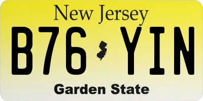 NJ license plate B76YIN