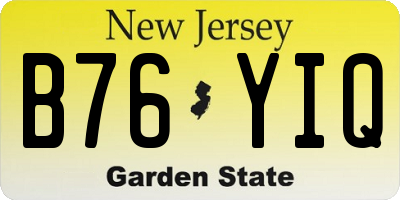 NJ license plate B76YIQ