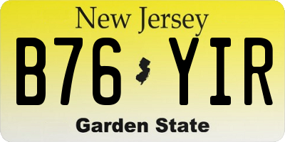 NJ license plate B76YIR