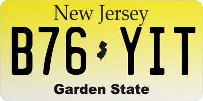 NJ license plate B76YIT