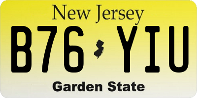 NJ license plate B76YIU