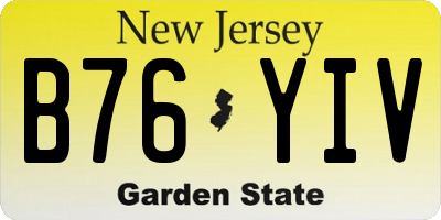 NJ license plate B76YIV