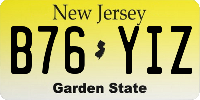 NJ license plate B76YIZ
