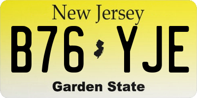 NJ license plate B76YJE