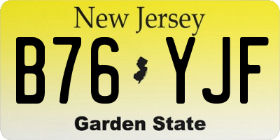 NJ license plate B76YJF